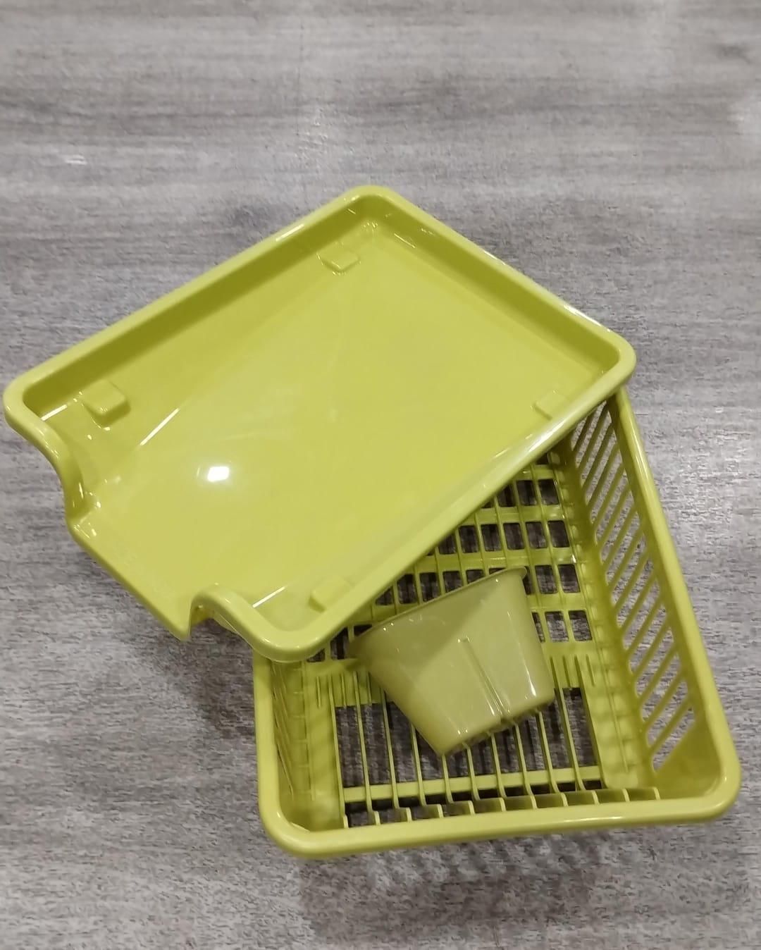 3-in-1 Kitchen Dish Drainer Rack – Space-Saving Plastic Dish Rack with Utensil Holder & Drip Tray | Multi-Purpose Kitchen Organizer for Plates, Bowls & Cutlery (Durable & Easy to Clean)