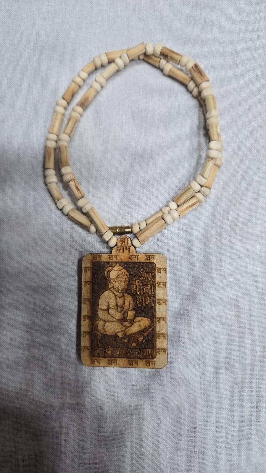 Original Natural Tulsi Kanthi Mala for Men with Hanumanji Pendant – Pack of 2 | Spiritual Wooden Beads Necklace for Devotion & Meditation