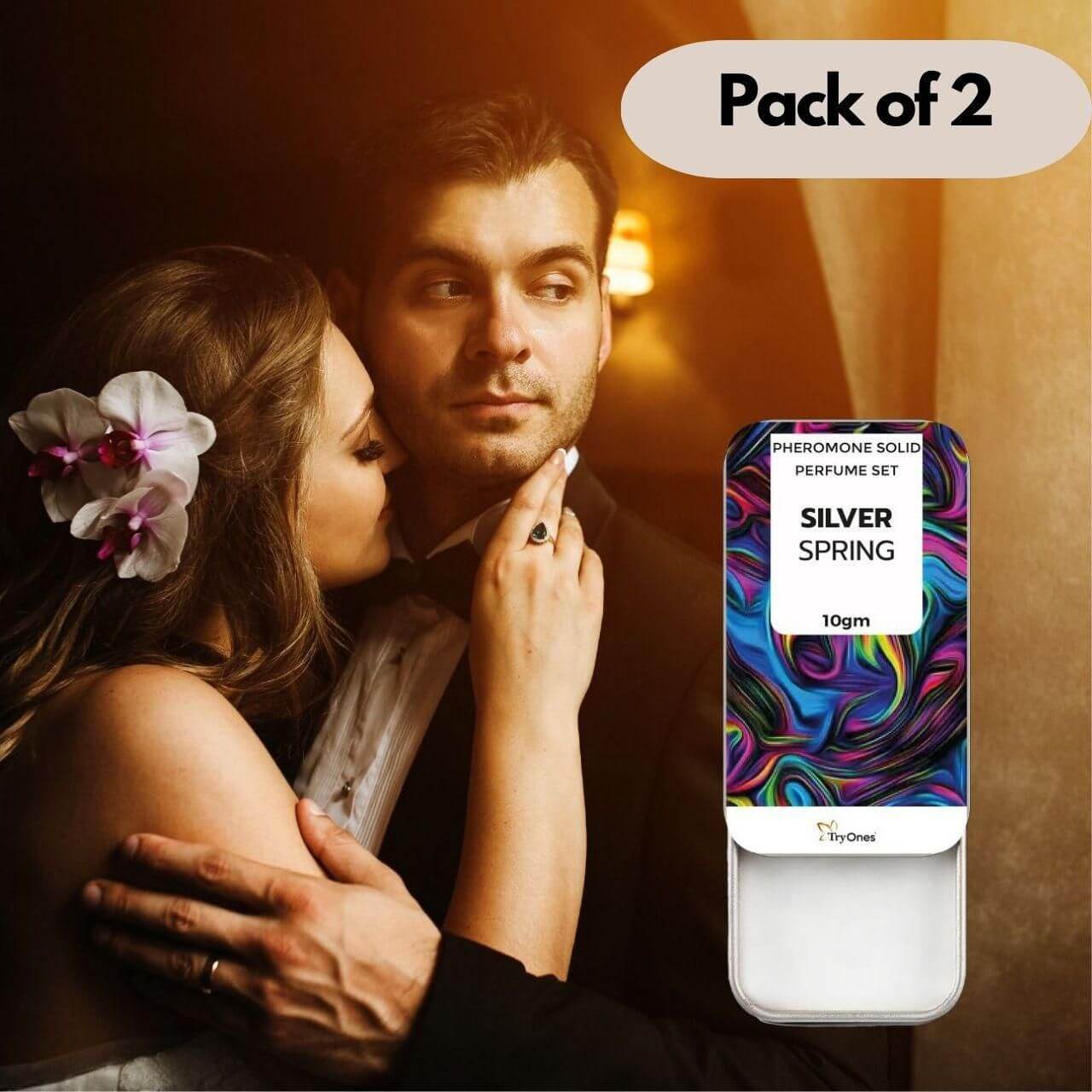 TryOnes Pheromone Solid Perfume for Men & Women | Silver Spring Fragrance | Long-Lasting, Allure-Boosting Solid Scent | Portable Tin | 10gm x 2 (Total 20gm)