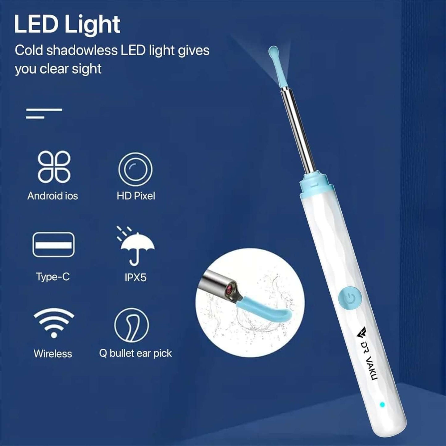Ear Wax Removal Tool Kit | Smart Visual Ear Cleaner with 1296P WiFi Camera & LED | Digital Ear Scope Otoscope for iPhone, Android | Safe for Ear Inspection & Earwax Cleaning