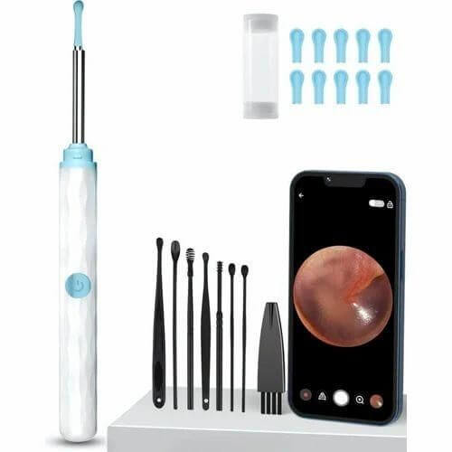 Ear Wax Removal Tool Kit | Smart Visual Ear Cleaner with 1296P WiFi Camera & LED | Digital Ear Scope Otoscope for iPhone, Android | Safe for Ear Inspection & Earwax Cleaning