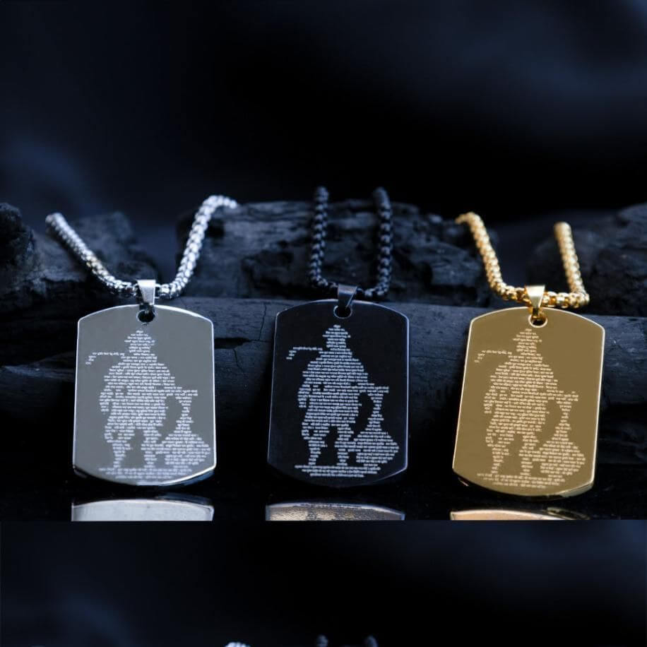 Hanuman Chalisa Pendant Locket with Chain – Waterproof Mini Book Inside, Stainless Steel Religious Jewelry for Men & Women | Spiritual Wear for Daily Use, Gifting & Protection