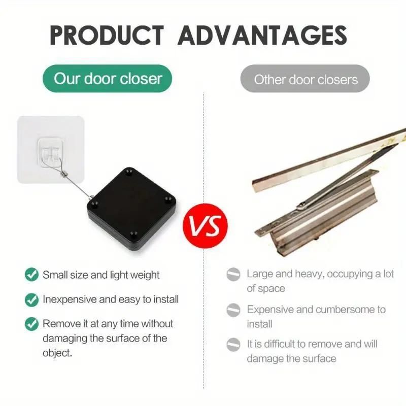 Easy-Install Automatic Door Closer - Adjustable, No-Drill Surface Mount with Sensor for Effortless Closing