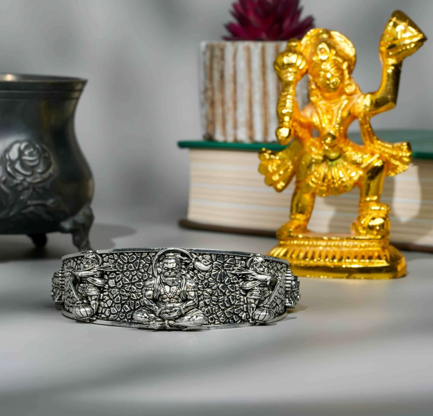 Hanumanji Kada Bracelet for Men – Stainless Steel Religious Kada | Free Size | Rust-Resistant | Symbol of Strength & Devotion