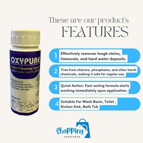 OxyPure Toilet Cleaning Agent – Pack of 2 (100gm Each) | Powerful Stain Remover, Deep Clean & Odor Eliminator | Anti-Bacterial Formula for Toilet Bowl & Bathroom Hygiene
