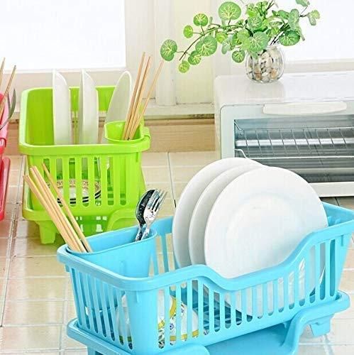 3-in-1 Kitchen Dish Drainer Rack – Space-Saving Plastic Dish Rack with Utensil Holder & Drip Tray | Multi-Purpose Kitchen Organizer for Plates, Bowls & Cutlery (Durable & Easy to Clean)