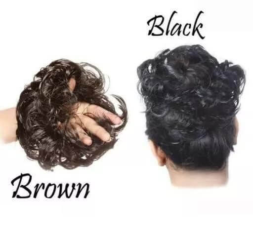 Artificial Hair Bun for Women – Elastic Messy Bun in Brown & Black (Pack of 2) | Instant Hair Volume, Natural Look & Easy Styling for Daily Use & Party Wear