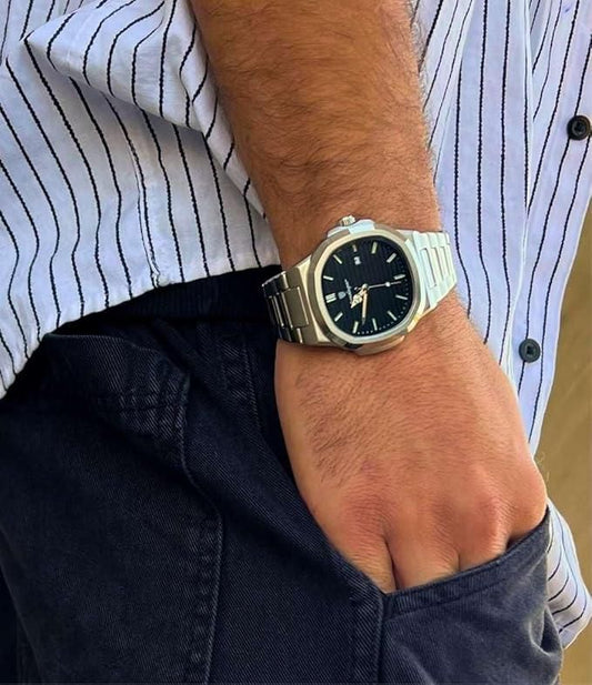 Luxury Stainless Steel Analog Watch for Men | Classic Black Dial | Premium Metal Strap | Formal & Casual Wrist Watch – Stylish Timepiece (Pack of 1)