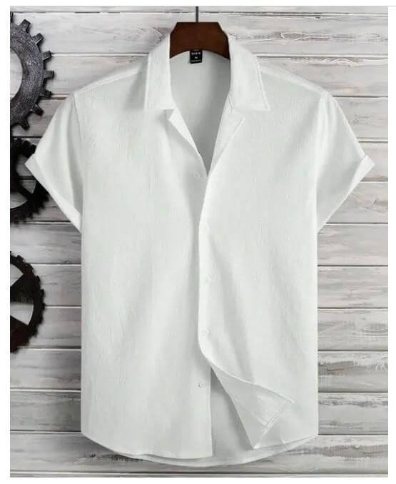 Men’s Cotton Camp Collar Shirts – Pack of 2 Stylish Half Sleeve Shirts for Casual & Summer Wear (White & Black Combo) | Soft & Breathable Fabric | Regular Fit