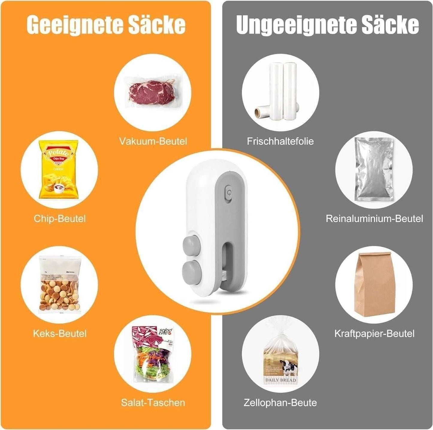 Portable 2-in-1 Mini Bag Sealer with Cutter | USB Rechargeable, Magnetic Back, Compact Design | Heat Sealer for Plastic Bags, Snacks & Food Storage