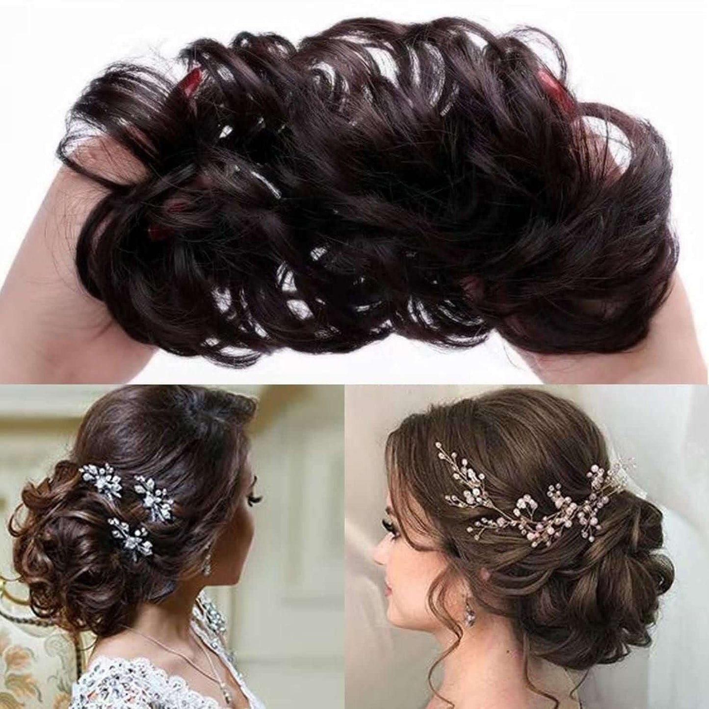 Artificial Hair Bun for Women – Elastic Messy Bun in Brown & Black (Pack of 2) | Instant Hair Volume, Natural Look & Easy Styling for Daily Use & Party Wear