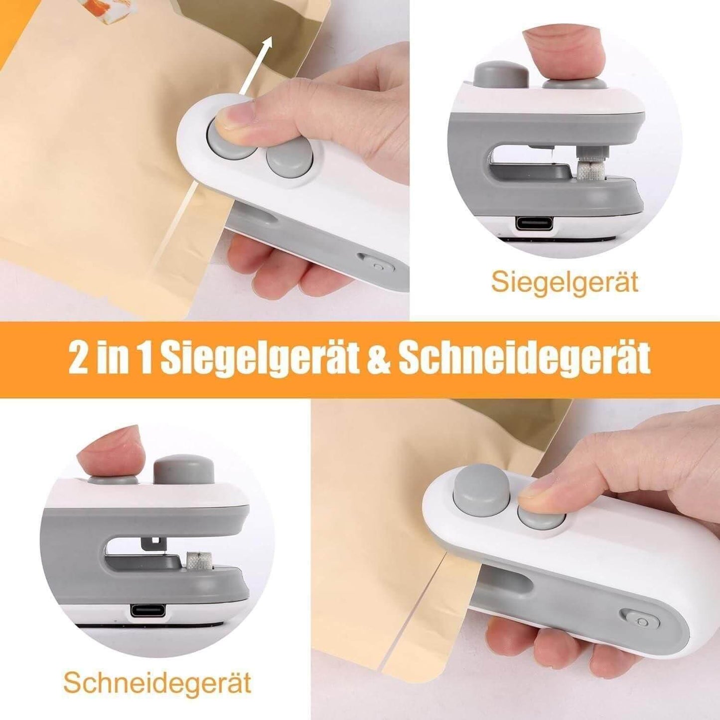 Portable 2-in-1 Mini Bag Sealer with Cutter | USB Rechargeable, Magnetic Back, Compact Design | Heat Sealer for Plastic Bags, Snacks & Food Storage