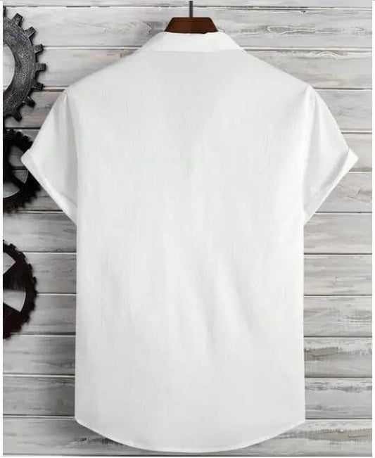 Men’s Cotton Camp Collar Shirts – Pack of 2 Stylish Half Sleeve Shirts for Casual & Summer Wear (White & Black Combo) | Soft & Breathable Fabric | Regular Fit