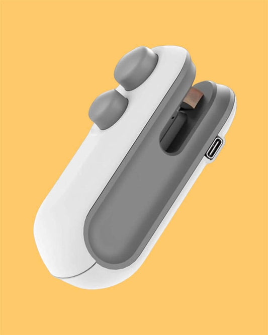 Portable 2-in-1 Mini Bag Sealer with Cutter | USB Rechargeable, Magnetic Back, Compact Design | Heat Sealer for Plastic Bags, Snacks & Food Storage