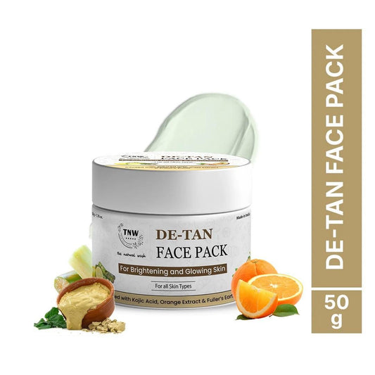 De-Tan Face Pack for Glowing & Bright Skin | With Kojic Acid, Orange & Fuller's Earth | Anti-Tan, Skin Brightening Face Mask for Women | No Bleach, Gentle Formula | 50gm