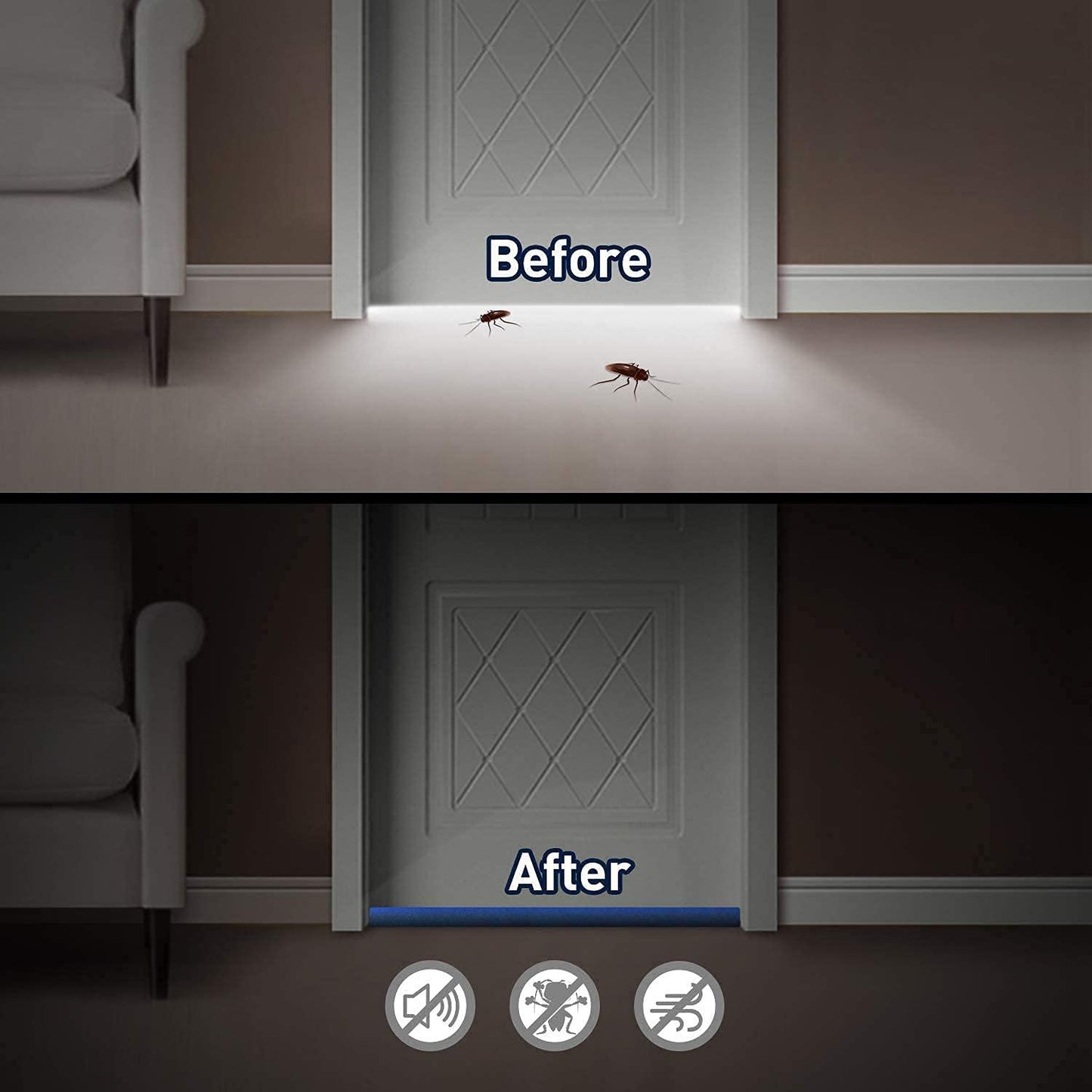 Door Draft Stopper Guard (Pack of 2) – Soundproof, Waterproof Door Gap Sealer for Noise & Dust Blocking | Fabric Door Protector for Home & Office | Easy to Install | Brown