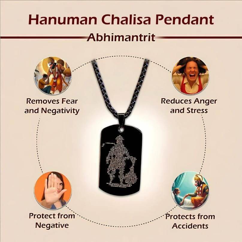 Hanuman Chalisa Pendant Locket with Chain – Waterproof Mini Book Inside, Stainless Steel Religious Jewelry for Men & Women | Spiritual Wear for Daily Use, Gifting & Protection