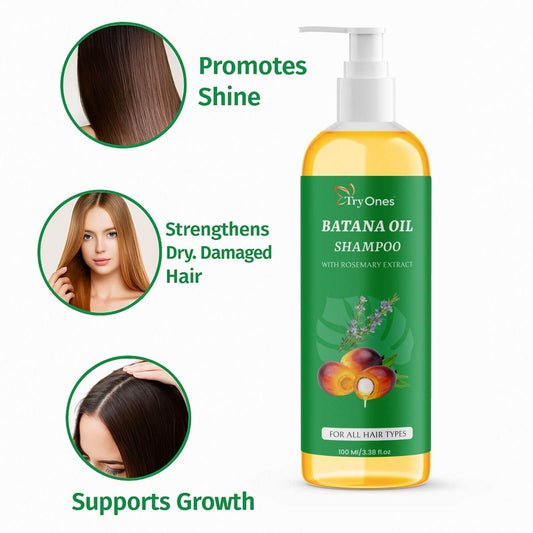 TryOnes Batana Oil Shampoo with Rosemary – Hair Cleanser for All Hair Types | 100ml x 2 Bottles (Pack of 2)