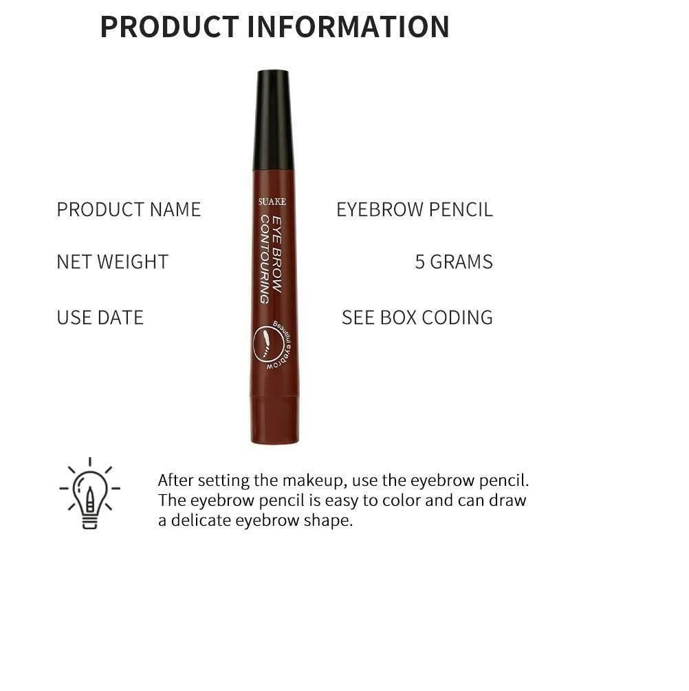 Waterproof 4-Point Eyebrow Pen (Pack of 2) | Smudge-Proof, Long-Lasting & Sweat-Resistant | Natural Hair-Like Finish | Eyebrow Enhancer for Women & Men – Black/Brown