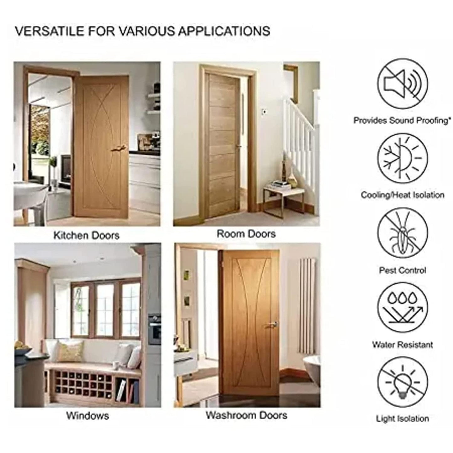 Door Draft Stopper Guard (Pack of 2) – Soundproof, Waterproof Door Gap Sealer for Noise & Dust Blocking | Fabric Door Protector for Home & Office | Easy to Install | Brown
