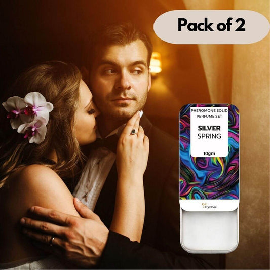 TryOnes Pheromone Solid Perfume for Men & Women | Silver Spring Fragrance | Long-Lasting, Allure-Boosting Solid Scent | Portable Tin | 10gm x 2 (Total 20gm)
