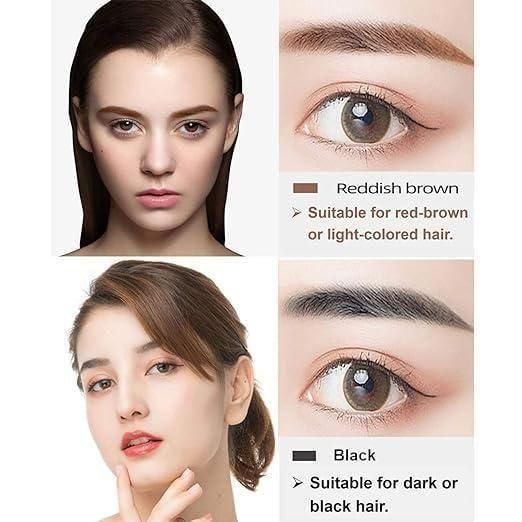 Waterproof 4-Point Eyebrow Pen (Pack of 2) | Smudge-Proof, Long-Lasting & Sweat-Resistant | Natural Hair-Like Finish | Eyebrow Enhancer for Women & Men – Black/Brown