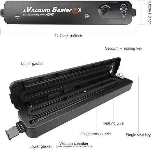 Portable Multi-Functional Food Vacuum Sealer - Compact & Powerful | Airtight Sealing Machine for Dry & Moist Foods Ideal for Home, Travel & Meal Prep
