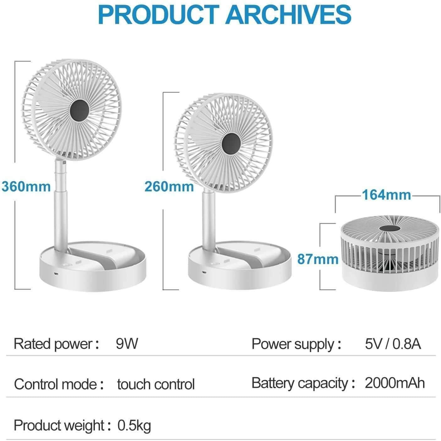 Powerful Rechargeable Foldable High-Speed Desk Fan | Portable & USB Charging
