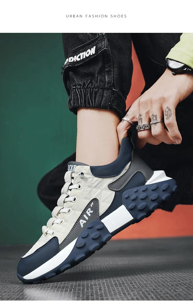 Men's Thick Sole Casual Sneakers – White Lace-Up Sports Shoes with Rubber Sole | Lightweight Stylish Daily Wear