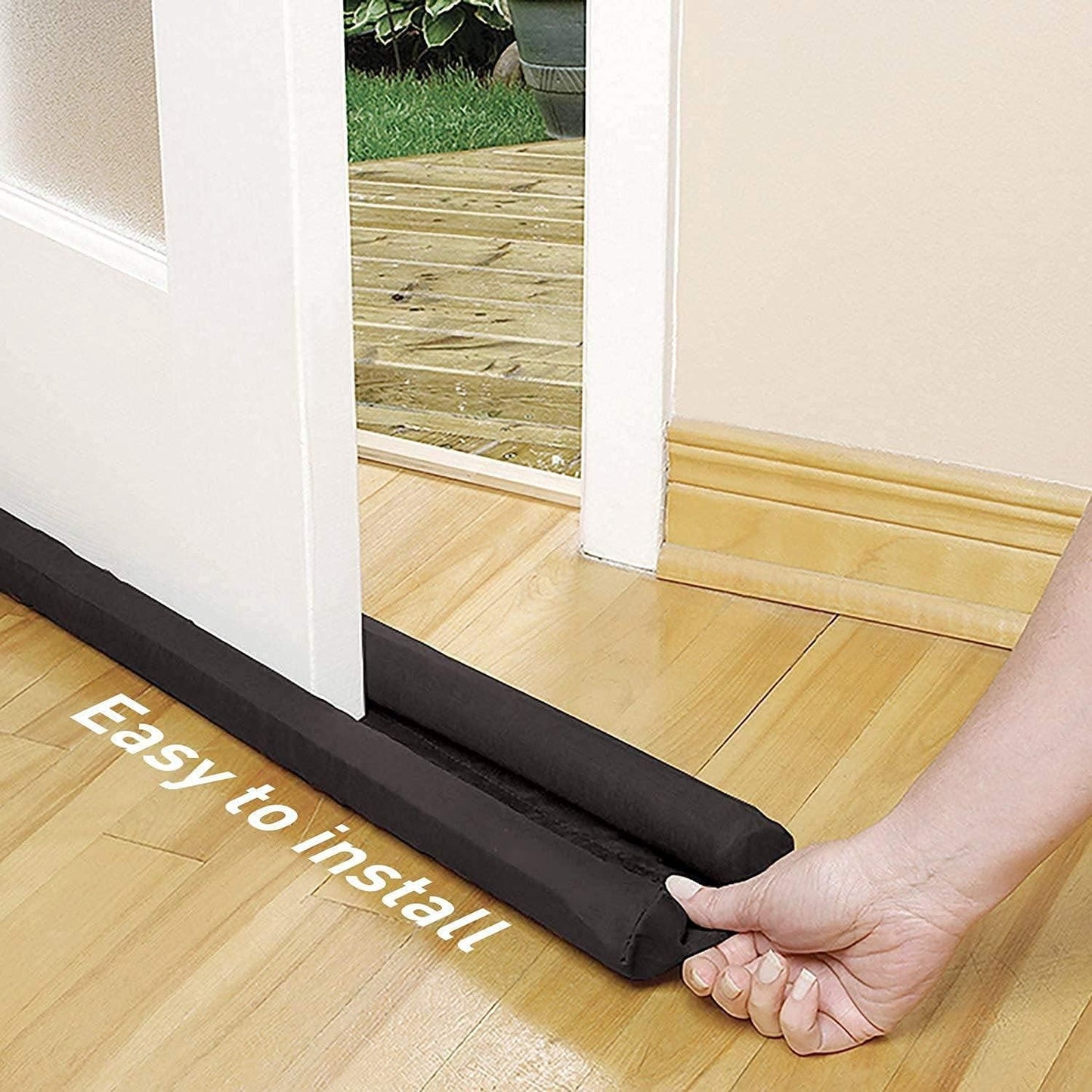 Door Draft Stopper Guard (Pack of 2) – Soundproof, Waterproof Door Gap Sealer for Noise & Dust Blocking | Fabric Door Protector for Home & Office | Easy to Install | Brown