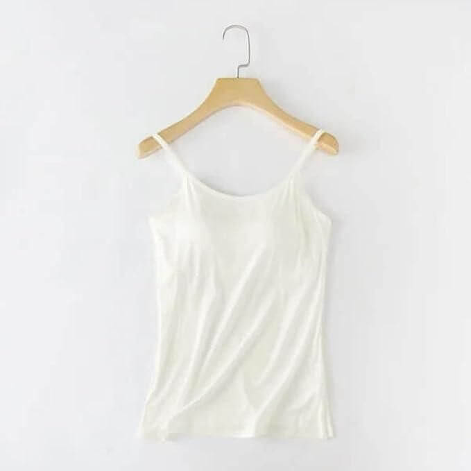 Women's Loose Fit Cami with Built-in Bra Tank Top (Pack of 2) | Breathable & Lightweight | Layering Camisole for Everyday Comfort | Sleeveless Cotton Blend | Spaghetti Strap Undershirt