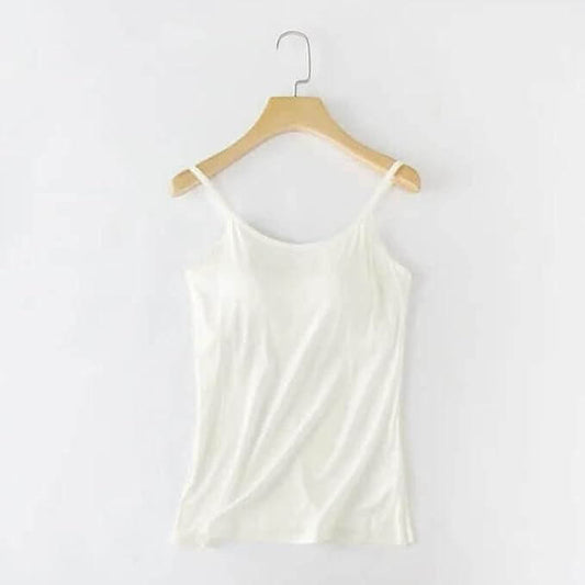 Women's Loose Fit Cami with Built-in Bra Tank Top (Pack of 2) | Breathable & Lightweight | Layering Camisole for Everyday Comfort | Sleeveless Cotton Blend | Spaghetti Strap Undershirt