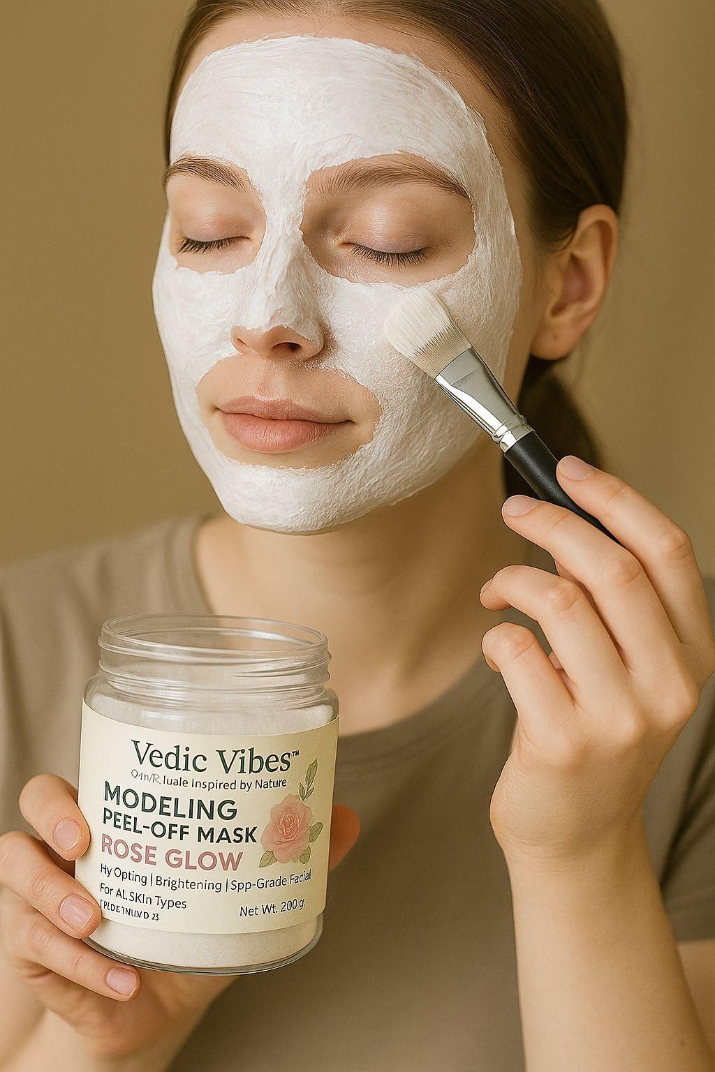Vedic Vibes™ Modelling Peel-Off Face Mask – Rose Glow | Deep Hydration & Instant Brightening | Spa-Grade Powder Formula | Suitable for All Skin Types | 200g