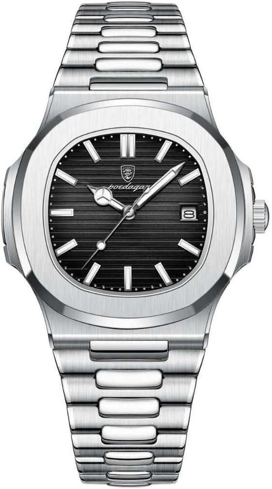 Luxury Stainless Steel Analog Watch for Men | Classic Black Dial | Premium Metal Strap | Formal & Casual Wrist Watch – Stylish Timepiece (Pack of 1)