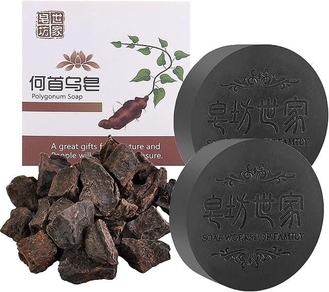 Polygonum Shampoo Bar pack of 2 with natural herbal roots and soap chunks – traditional Chinese hair care formula