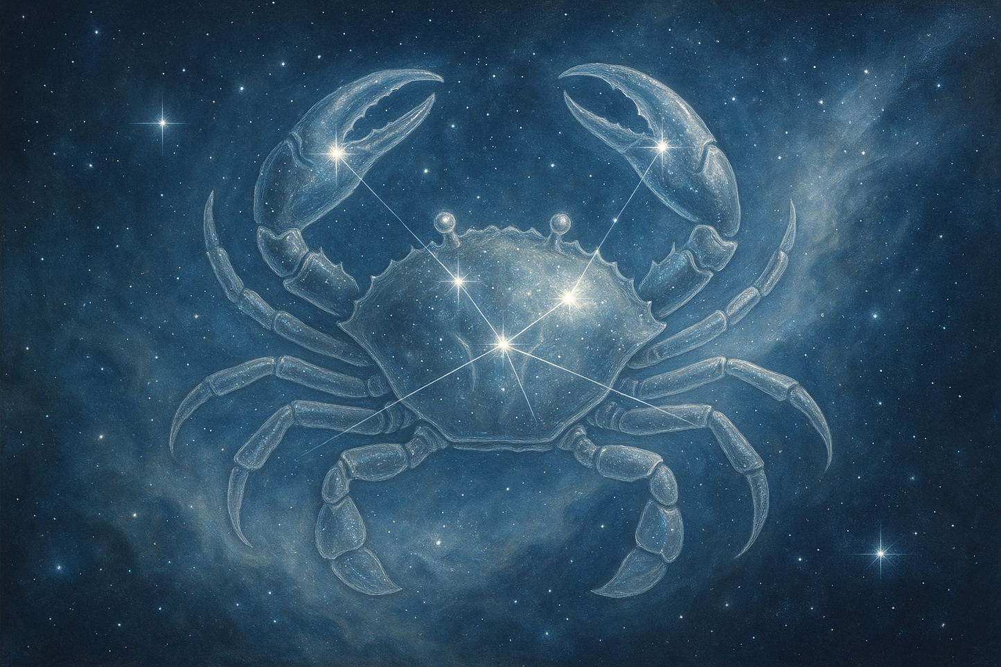 Zodiac sign of Cancer against a starry night sky