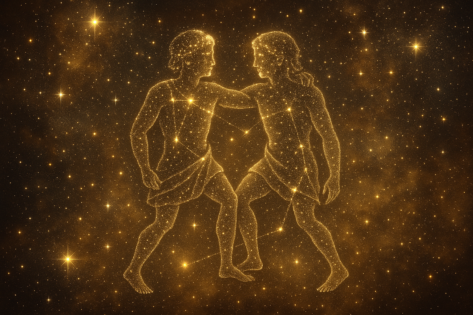 Illustration of the Twins constellation against a starry background