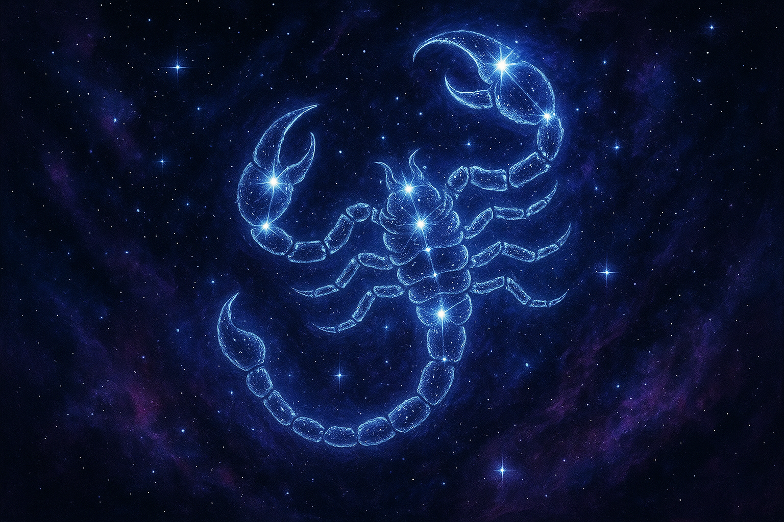 Star-like scorpion symbol on a dark background
